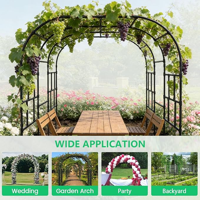 Tall Garden Arch Trellis for Climbing Plants, 87in Tall Metal Plant Support Trellis Archway for Climbing Plant Vegetables Cucumber, Outdoor Yard Lawn Garden Arch Tunnel Trellis