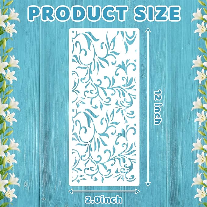 18 PCS 12 x 5.2 Inch Mixed Stencils, Plant Leaf Floral Texture Templates for Painting on Wood, Texture Background Stencil Set for Rock Wood Canvas Airbrush Drawing Furniture Card Tile Home DIY Craft