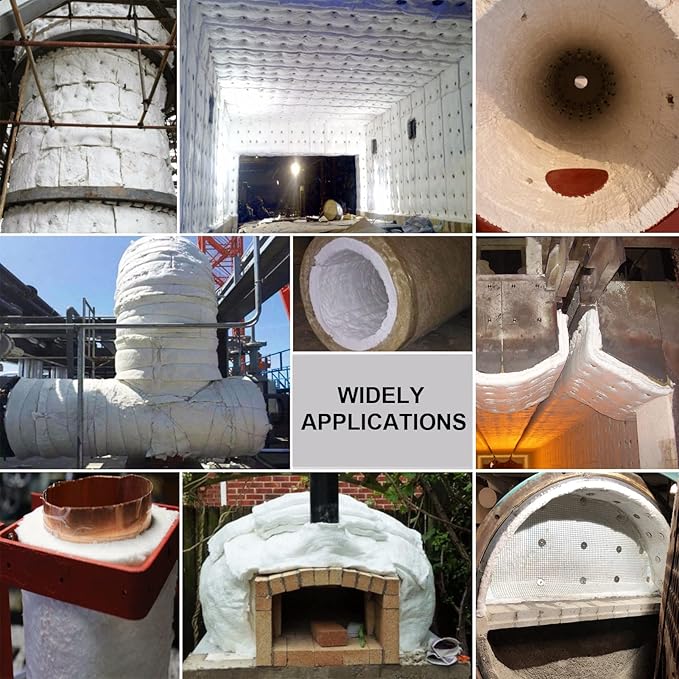 Ceramic Fiber Insulation, 2 Pieces 24"x15.7"x1"Thick, 2600F Fireproof Insulation Blanket for Wood Stove Baffle, Fireplace, Pellet Stove, Chimney, Furnace, Boiler, Pizza Ovens and Forge