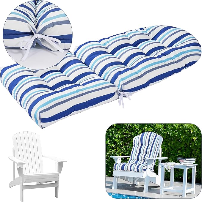 Enipate Weather Resistant Adirondack Chair Cushions Set of 2, High Back Rocking Chair Cushion, Indoor Outdoor Patio Tufted Thicken Lounge Cushion Seat Pads