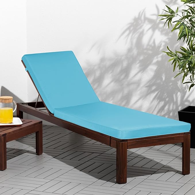 Outdoor Chaise Lounge Chair Cushions 2 Pack, Thick Waterproof Patio Pool Lounge Cushions, Fade Resistant(Sky Blue)