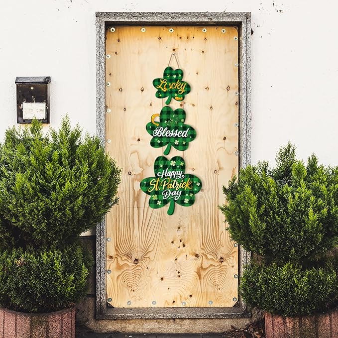 St Patricks Day Door Decorations, Shamrock Shaped Hanging Sign for St. Patrick's Day Decor, St. Patricks Day Shamrock Wreaths for Front Door, St Patty's Day Decorations Indoor Outdoor