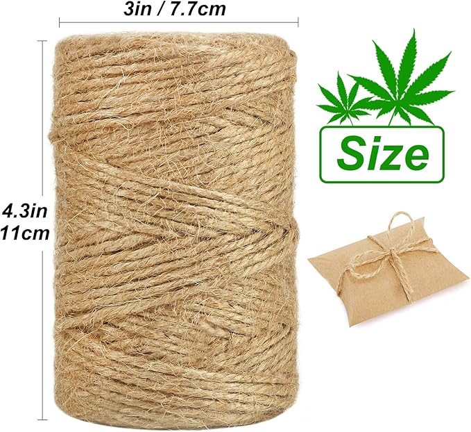 Vivifying Jute Twine, 328 Feet 3mm Strong Natural Garden Twine for Climbing Plants, Tomatoes, Crafts, Gift Wrapping and Decoration (Brown)