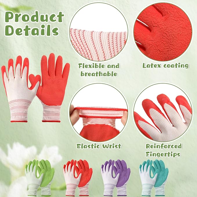 24 Pairs Gardening Gloves for Women Breathable Rubber Coated Garden Gloves Ladies Yard Protective Work with Grip for Outdoor Indoor Yard, General Purpose, 4 Colors