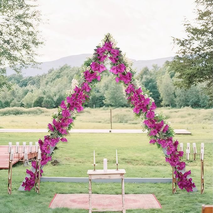 Purple Bougainvillea Artificial Flower Garland 5.9FT Lush Faux Bougainvillea Purple Artificial Vine Flowers for Centerpieces Table Runner Wedding Arch Porches Patios Garden Decor