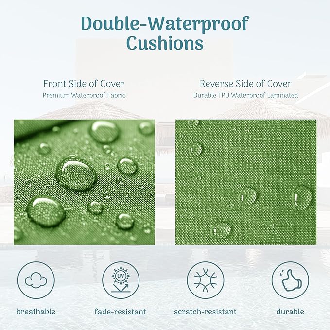 Codi Chaise Lounge Cushions Outdoor, Pool Lounges Chair Cushion Set, Waterproof for Patio Furniture, 80 x 26 x 3.5 Inch 1PK Green
