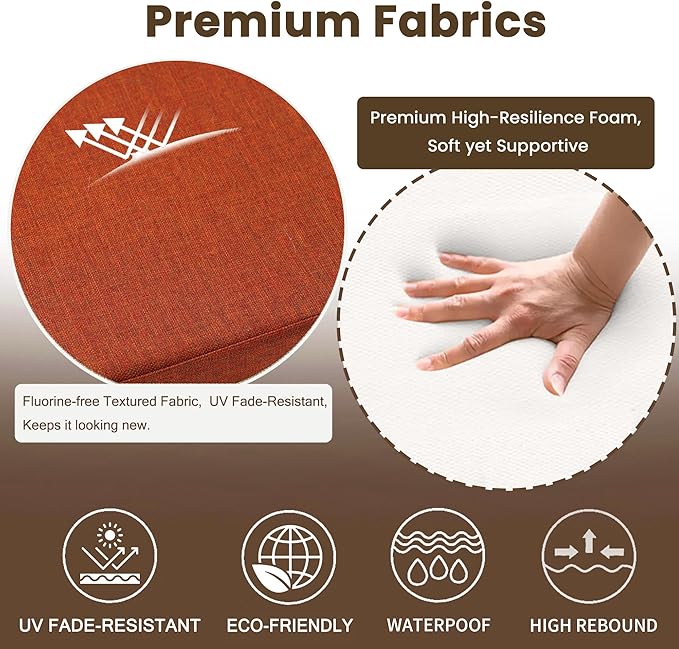 Battilo Chair Cushions for Dining Chairs with Ties, Outdoor Waterproof Kitchen Chair Pad with Non-Slip Backing, Seat Cushions with Machine Washable Removable Cover, 16"x16"x2", Set of 4, Caramel