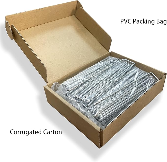 100 Pack Garden Landscape Staples, 6 Inch 11 Gauge Galvanized Garden Stakes Ground U Shaped Landscape Pins to Secure Lawn Fabrics Weed Barrier Covers Ground Cover and Landscaping