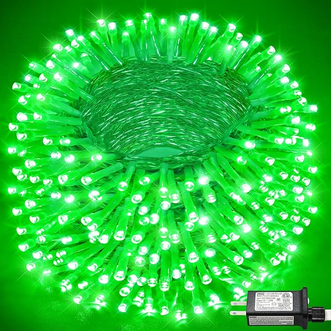 132FT 400 LED Outdoor String Lights, Connectable St Patricks Day Lights Waterproof with 8 Modes, Plug in Clear Wire Twinkle Lights for Indoor Home Wedding Patio Garden Decorations, Green