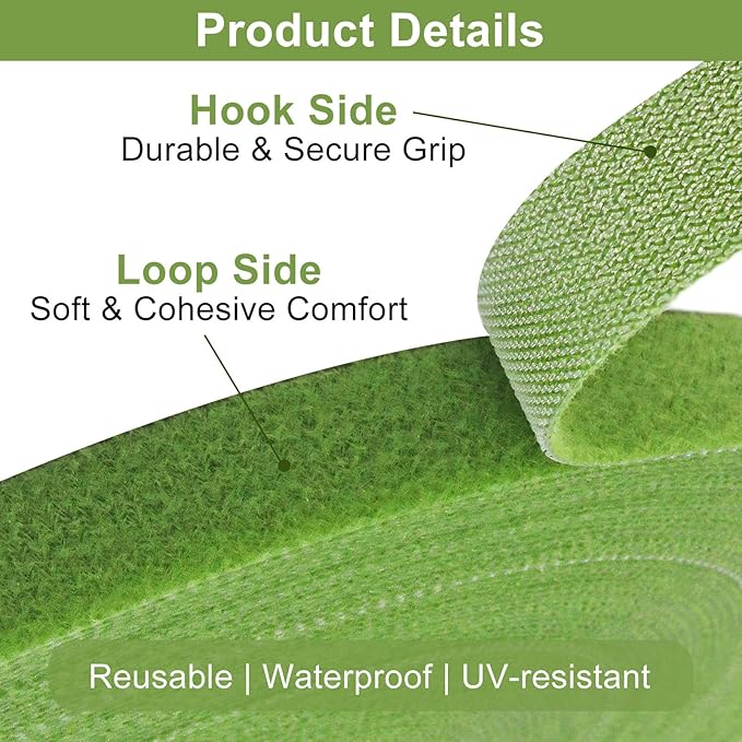 1 Roll 131 Feet/40M Plant Tape, Reusable Double-Sided Hook and Loop Tape, Width 12mm/0.47" Garden Tie for Climbing Plants Fastening Support, Cable Wire Management Strap (Green)