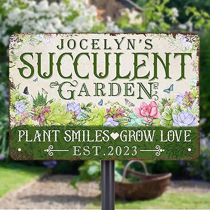 Personalized Metal Signs with Name Made in USA Custom Vintage Garden Sign Waterproof Vintage Decorative Metal Print for Wall Decor Customized Home Garden Ideas Gifts Artwork Prints for Yard Ourdoor