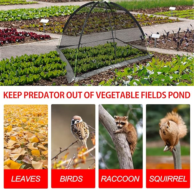 Pond Cover Dome: Protective Netting Tent for Outdoor Fish Koi Ponds Garden Leaves Vegetable Plant Care Use 13X17FT