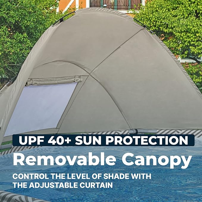 Bestway Steel Pro MAX 13' x 42" Above Ground Pool, Round Metal Frame Outdoor Swimming Pool Set with Canopy, Filter Pump, Ladder, and Cover, Taupe