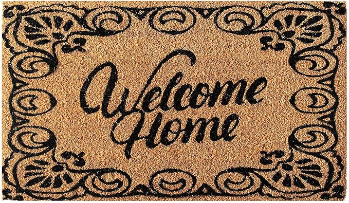LuxUrux Welcome Mats Outdoor Coco Coir Doormat, with Heavy-Duty PVC Backing - Natural - Perfect Color/Sizing for Outdoor/Indoor uses. (17 x 30, Marzipan)