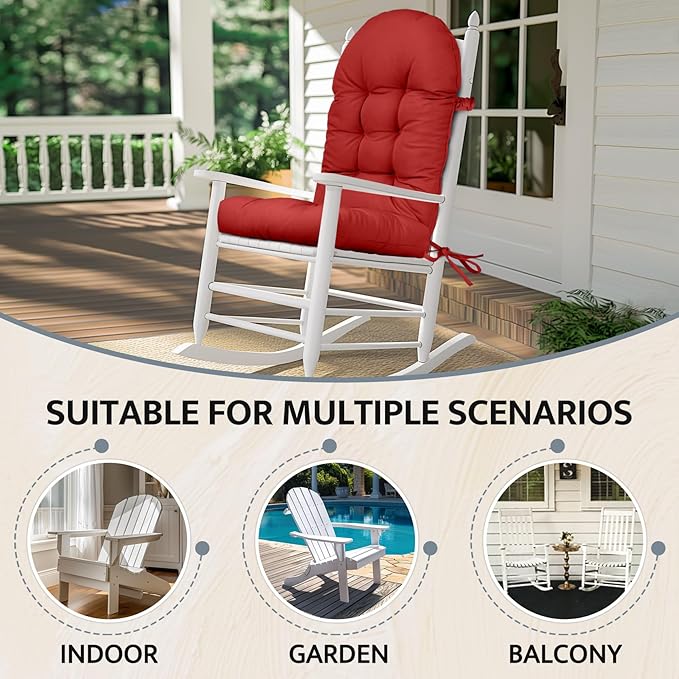 mudilun Outdoor Adirondack Chair Cushion High Weather Resistant Tufted Waterproof Lounge Cushion Anti-Slip Thickened High Back Patio Seat Pads