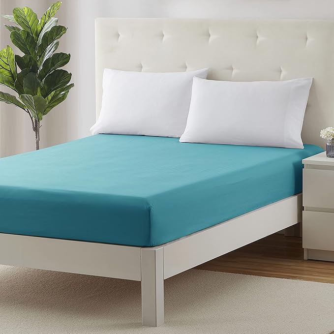 Clara Clark Fitted Sheet, Extra Deep Pocket Fits Deep Mattress, Luxury Soft Fitted Sheet Only, Queen Teal