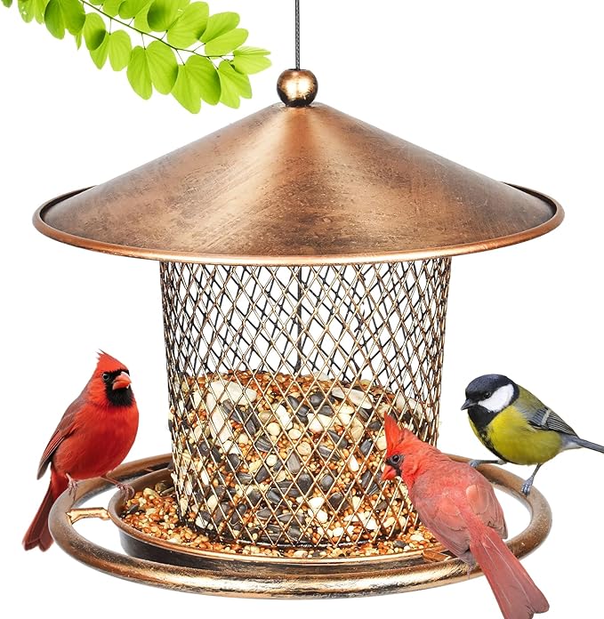 Bird Feeders for Outdoors, Heavy Duty Metal Wild Finch Feeder for Sparrow, 2lbs Capacity Cute Lantern Bird Feeder for Garden Yard Outside Hanging