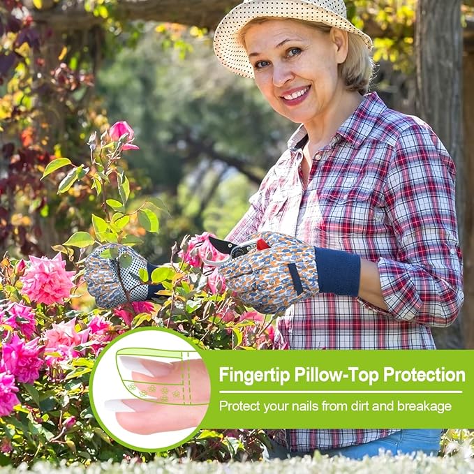 Ainiv Floral Gardening Gloves for Women/Ladies, Non-Slip Garden Work Gloves,Breathable Yard Work Glove Light Working Gloves