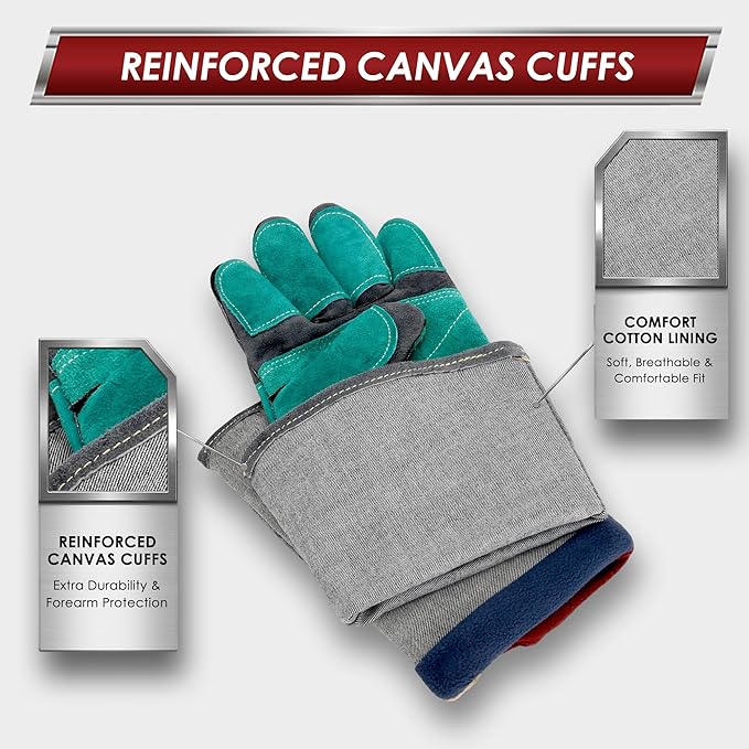 bestarc Leather Forge MIG Welding Gloves, 932℉ Heat Resistant Welding Gloves with Kevlar Stitching for MIG, TIG, Stick, Forge