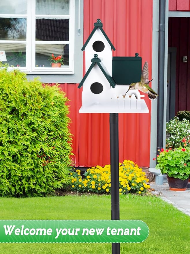 Bird Feeder Pole for Outdoors - 68" Adjustable Bluebird House Stand with 5-Prong Anchor, Heavy Duty Outside Smart Hummingbird Feeding Station Mounting Pole