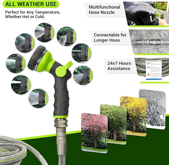 25 FT Non-Expandable Garden Hose – Flexible Heavy Duty Water Hose for Small Gardens & Patios, 1/2" ID, 3/4" Swivel Fittings, Kink & Leak Resistant