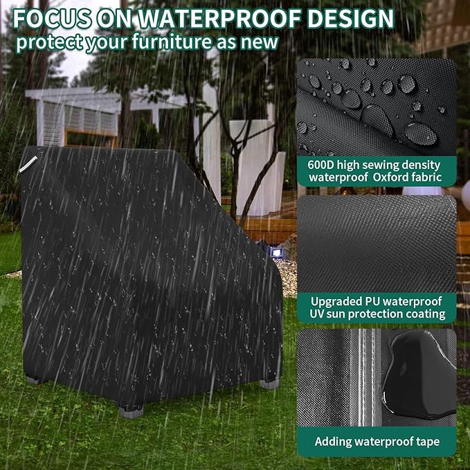 AKEfit Patio Chair Covers for Outdoor Furniture Waterproof 2 Pack,Heavy Duty Outdoor Chair Covers Waterproof for Lawn Lounge Seat, Wicker, Adirondack&Rocking Chairs,Black-32Wx37Dx36H inches