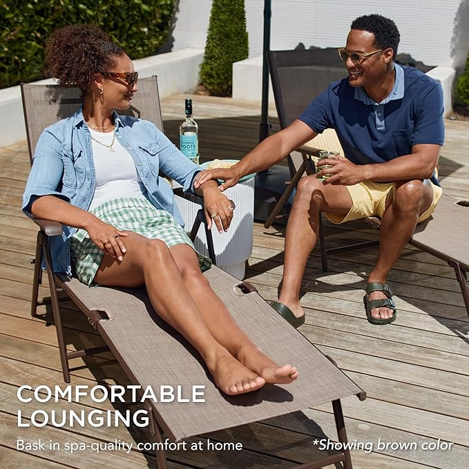 Best Choice Products Set of 2 Outdoor Patio Chaise Lounge Chair Adjustable Reclining Folding Pool Lounger for Poolside, Deck, Backyard w/Steel Frame, 250lb Weight Capacity - Navy