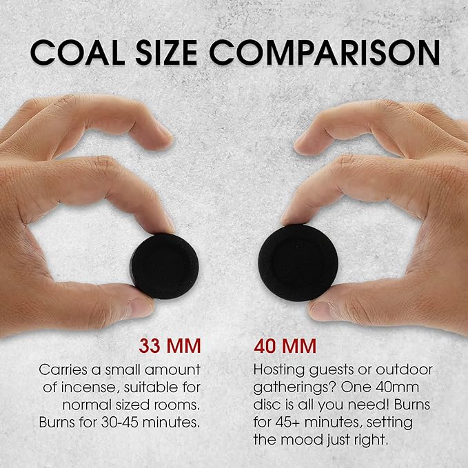 Sunlight® Charcoal Tablets for Incense– Quick Light Charcoal Tablets – Charcoal Disk Lights – 33 mm Resin Burner Rolls – – Charcoal Burner - Instant Fire Coal Tablet (100 Count (2 Pack).)