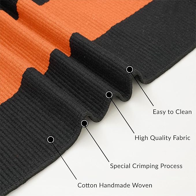 IOHOUZE Fall Door mat 27.5" x 43" Orange Black Striped Area Rug Washable Front Porch Rug Striped Door Mat Outside Entrance Entryway Doormat for Fall, Halloween, Thanksgiving Porch Decor