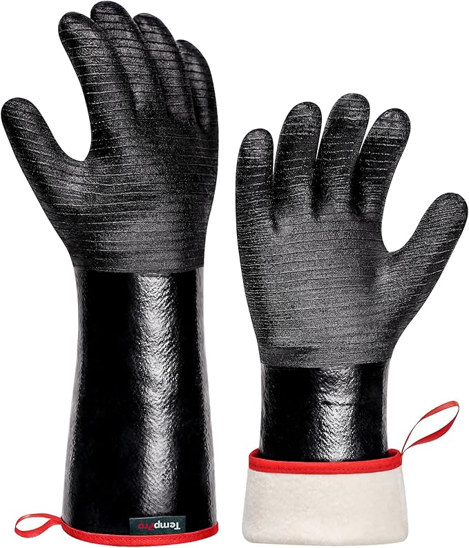 TempPro 932°F Heat Resistant BBQ Gloves, 17" Waterproof Oven & Grill Gloves, Oil & Slip-Resistant Neoprene Oven Mitts for BBQ, Fire Pit, Rotisserie, Smoker Accessories Gifts (Previously ThermoPro)