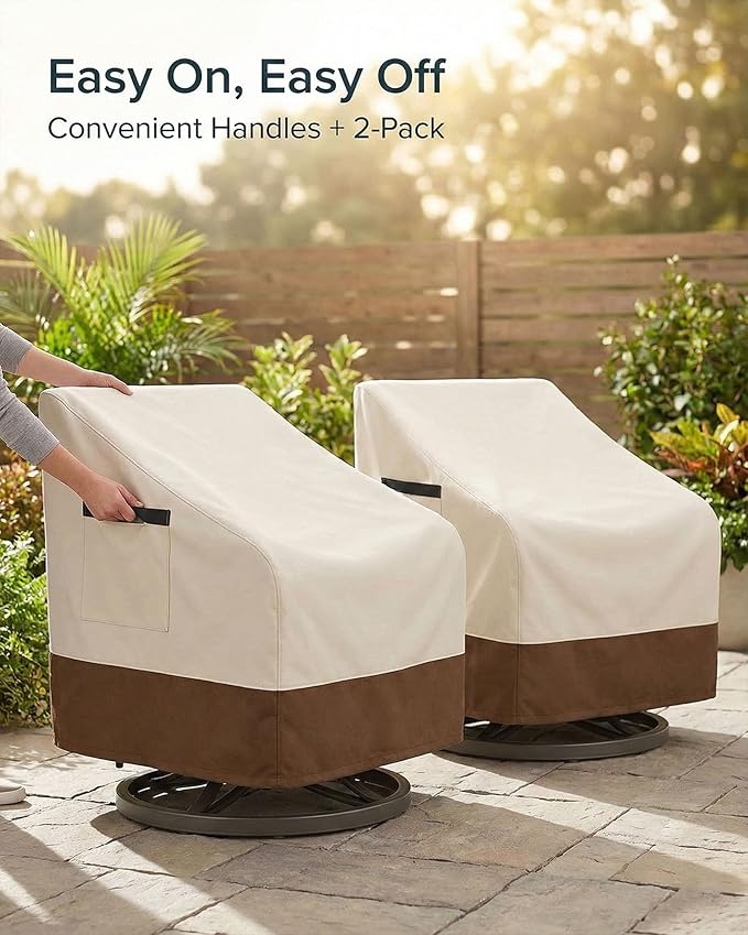 Outdoor Chair Covers Waterproof, 600D Oxford Heavy Duty Patio Furniture Covers for Swivel Lounge, Rocking & Adirondack Chairs, All-Season Weather Protection UV Fade Resistant,30W x 34D x 36H in,2-Pack