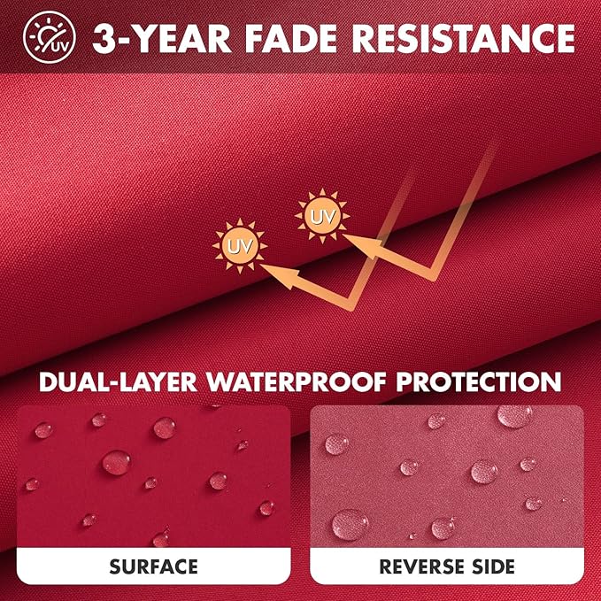 MIULEE Red Outdoor Seat Cushion 22x22 Inch Waterproof & 3 Year Fade Resistant Deep Seat and Back Cushion for Patio Furniture Chair Sofa Couch with Handle and Adjustable Straps