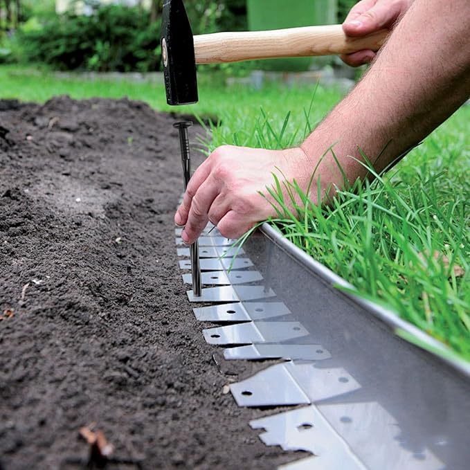 100Pcs 8-Inch Plastic Landscape Edging Spikes, Spiral Anchoring Nails for Weed Barrier, Paver Edging, Landscape Edging, Artificial Turf, Grass Pathways, and More
