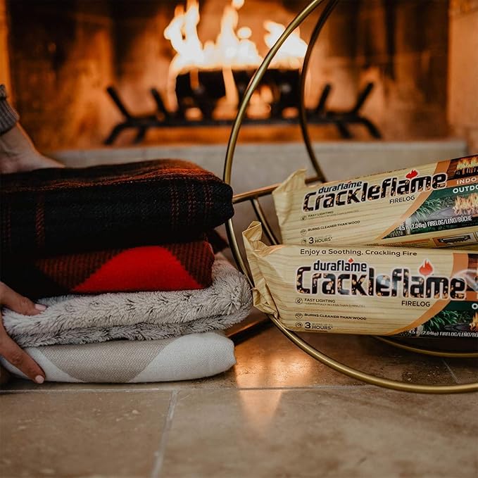 Duraflame Crackleflame Firelogs – Cozy Crackling Fireplace Logs, Fast Lighting in Under 5 Minutes, Burns 80% Cleaner Than Wood, Indoor/Outdoor Use (1 Case)