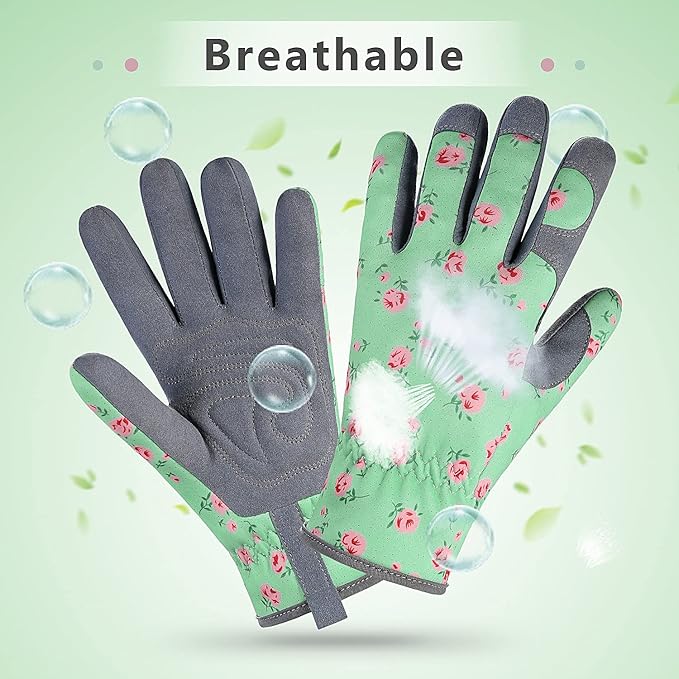 Baidast Garden Gloves, Breathable Leather Gardening Gloves Thorn Proof for Digging, Planting, Pruning