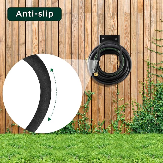 Garden Metal Hose Holder - Hose Hanger Wall Mount Heavy Duty Water Hose Holder Holds Up to 100-125Ft for Outside Garden Hose, Expandable Hose, Hose Reel, Water Hose, Flexable Hose(Round)