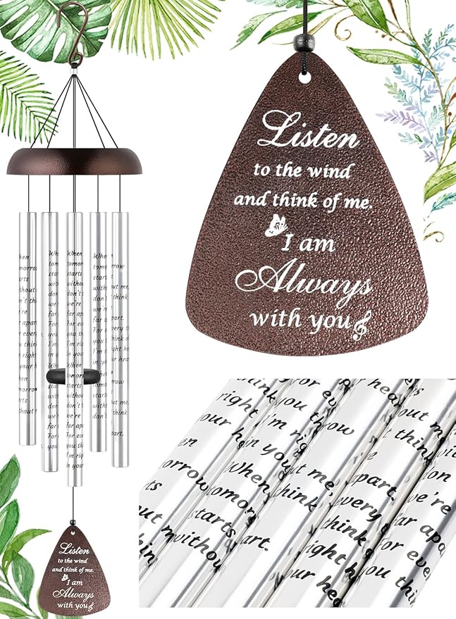 Sympathy Gift Wind Chimes for Outside - Memorial Wind Chimes for Loss of Loved One Mother Father, Memorial Gifts in Memory of Loved One, Breavement Gifts for Condolence Remembrance, Bronze