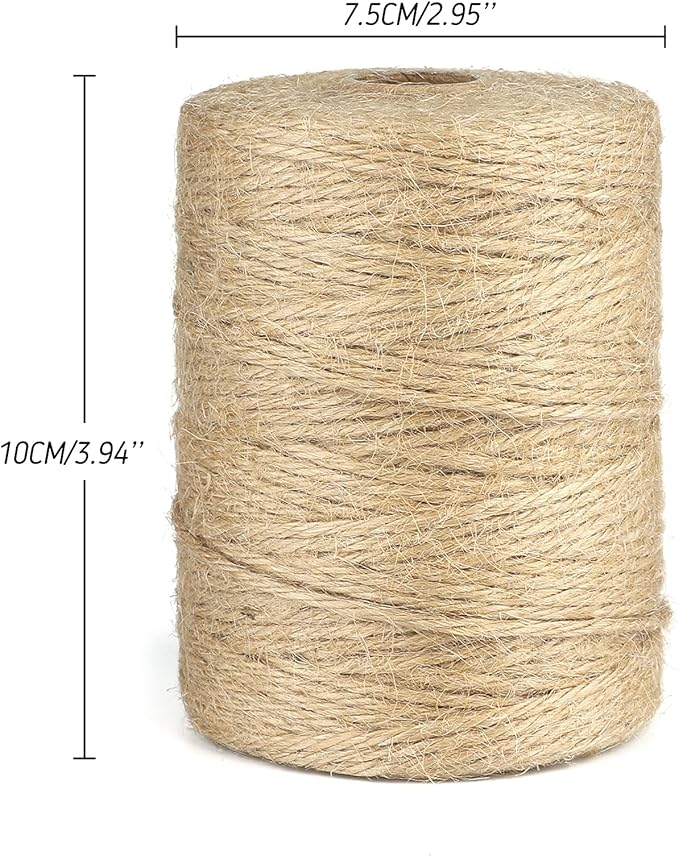 Anwyll 656Feet Twine String - 2MM Thick Brown Natural Jute Twine String Heavy Duty Industrial Packing Materials String for Crafts Gardening Gift Wrapping Balloon Halloween Thanksgiving Christmas Decor