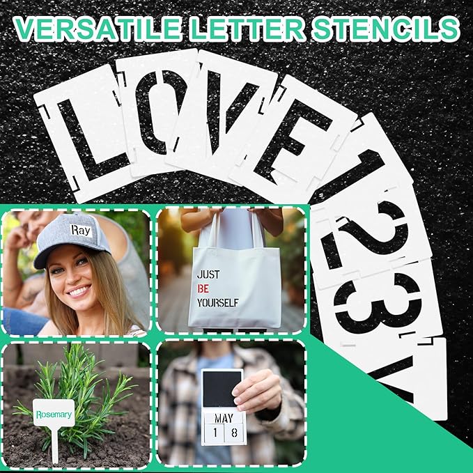 Augshy 2 Inch Letter Stencils for Painting, 56 Pcs Reusable Interlocking Letter Stencils for Crafts Alphabet Art Craft Stencil Plastic Templates for Wood Wall Fabric Rock Signage