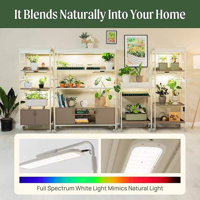 Vego garden 2 Tier Rolling Metal Corner Plant Stand Indoor with Grow Light, Full Spectrum LED Grow Light, Plant Rack for Seed Starting, Leafy, Herbs, Fruits & Microgreens