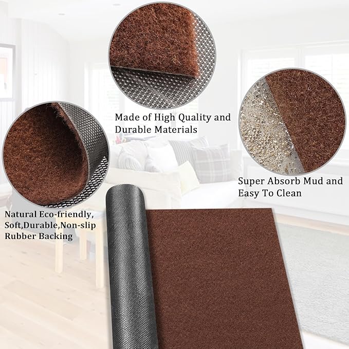 AAZZKANG Blank Doormat Outdoor Entrance Non Slip Front Door Mat 2-Pack Ultra Absorb Mud Easy to Clean Multi-Purpose Carpet for Patio,Garden,Home,Pet