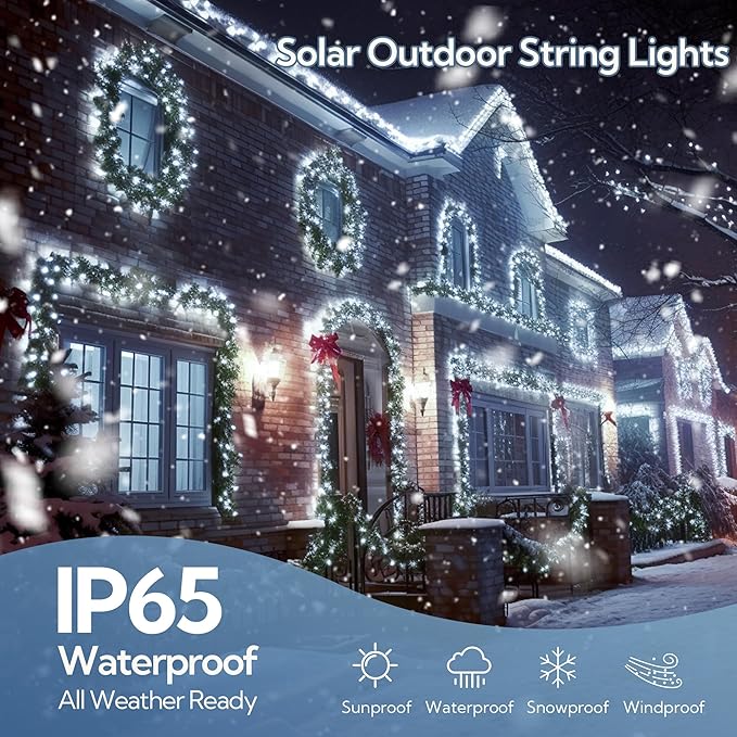 woohaha 2 Pack Solar String Lights,Total 144ft 400 LED Solar White Christmas Lights Outdoor with Remote and Timer, 8 Modes Solar Tree Light Waterproof Solar Fairy Light for Garden,Yard,Patio,Party
