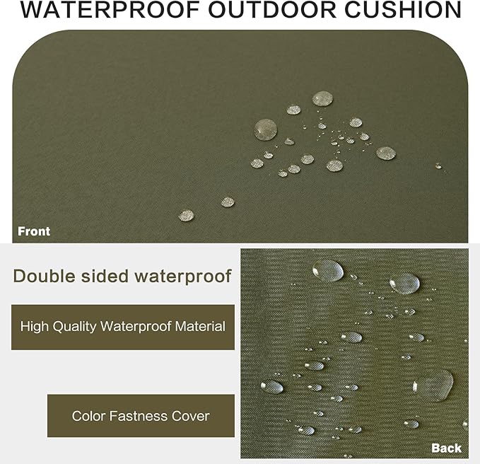 Outdoor Bench Cushion 4 inches Memory Foam Waterproof Patio Furniture Bench Cushion Porch Swing Cushion with Handle and Adjustable Strap, 36 x 18 Inch Sage Green
