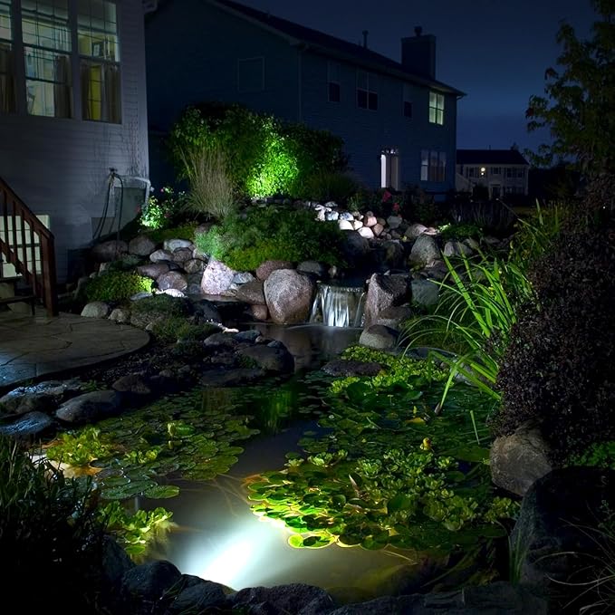Underwater LED Pond Lights - 9W 5700K Bright White LED Pond Light Works at 12V AC/DC Low Voltage - STAINLESS STEEL IP68 Submersible for Fountains, Ponds, Waterfalls and Landscape Lighting Purposes