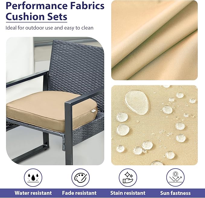 Outdoor Chair Cushions Set of 4 -Waterproof Outdoor Seat Cushions for Patio Furniture, Patio Chair Cushion with Handle and Ties, Round Out Door Chair Pads,18.5" x 16" x 3", Beige