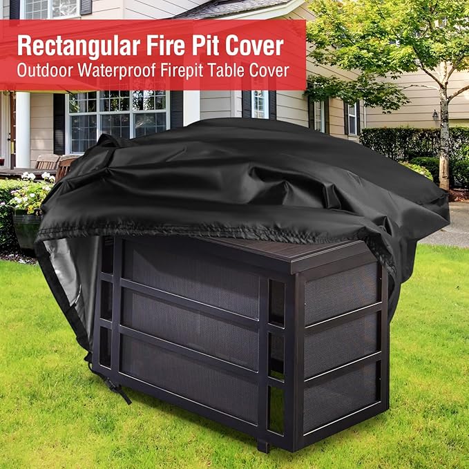 Rectangular Fire Pit Cover 32 Inch,Propane Gas Rectangle Fire Pit Table Cover,Outdoor Waterproof Firepit Table Cover - 32 X 20 X 16 Inch