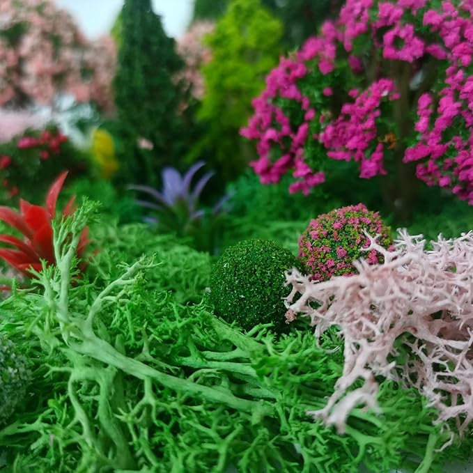 Mixed Model Trees, Model Train Scenery, 37Pcs, Miniature Trees with Moss for Building Model, Natural Green Landscape, Railroad Scenery