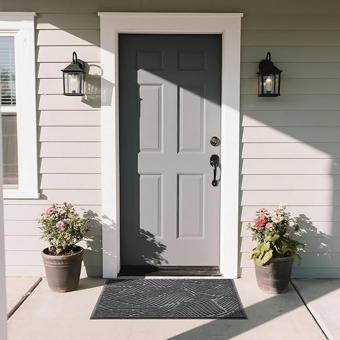 Yimobra Doormat Outdoor Entrance, Simple Stripes All-Weather Waterproof & Non-Slip Mat for Front Door, Heavy Duty Welcome Mat for Indoor, Garage, Patio-36x24, Dark Grey