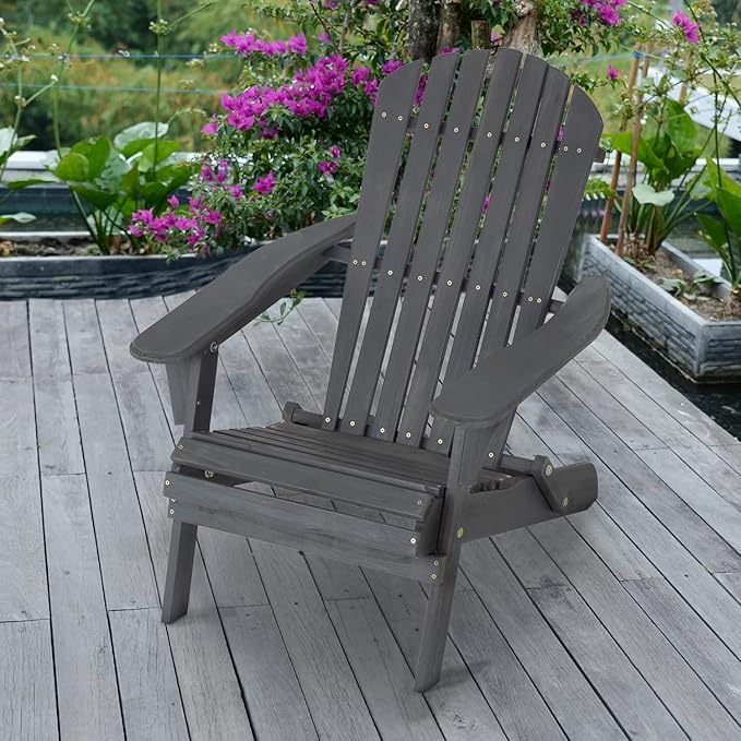 FDW Folding Adirondack Chair, All Weather Patio Chair Outdoor Fire Pit Chair for Patio Lawn Garden Backyard Deck Pool Beach