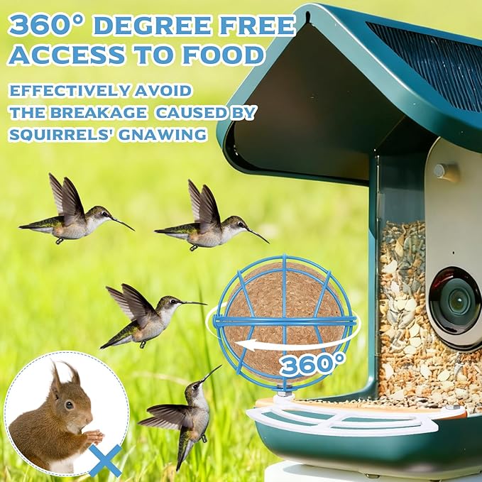 Vesici 2 Set Metal Suet Ball Holder Compatible with Bird Buddy Smart Feeder Blue Plate Oil Ball Holder with 5mm Mounting Screw Accessories Bundle Perch Weatherproof Squirrel Proof Accessory